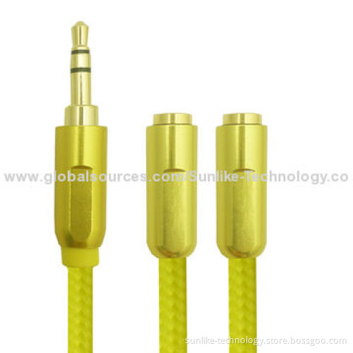 Aux Stereo Cables with High-end Metal Shell, Nylon Braiding, 3.5 SP Male - Female